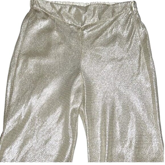 NWT Forte Forte Riflessi Silver Metallic Flared Pants M Italy Designer Statement - Picture 5 of 17